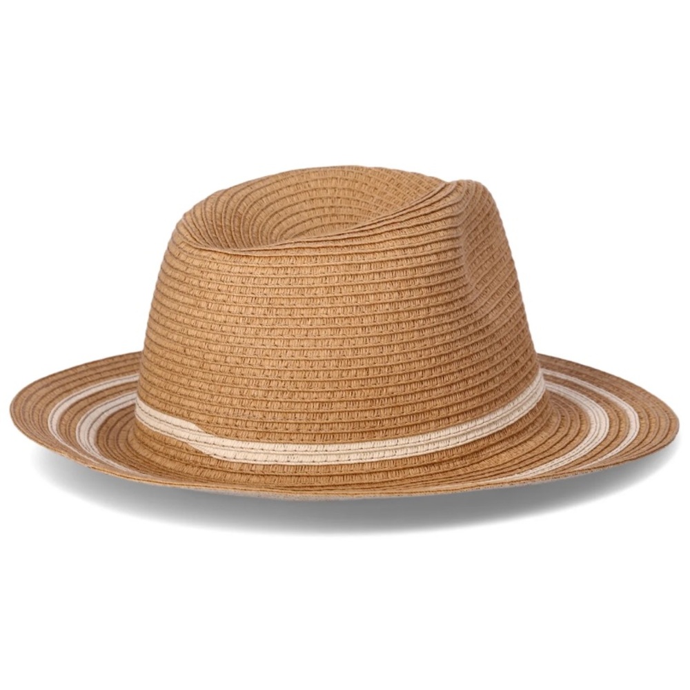 💕5/$15 Time and Tru Women’s Panama weave Straw Fedora in Beige NEW with … - Picture 2 of 4